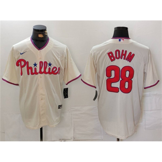 Men's Philadelphia Phillies #28 Alec Bohm Cream Cool Base Stitched Jersey - Ujersey