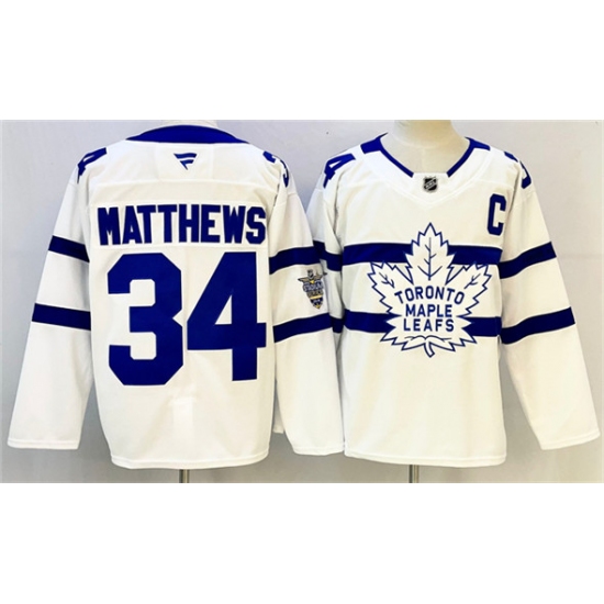 Men's Toronto Maple Leafs #34 Auston Matthews White With C Stadium Series Stitched Jersey - Ujersey