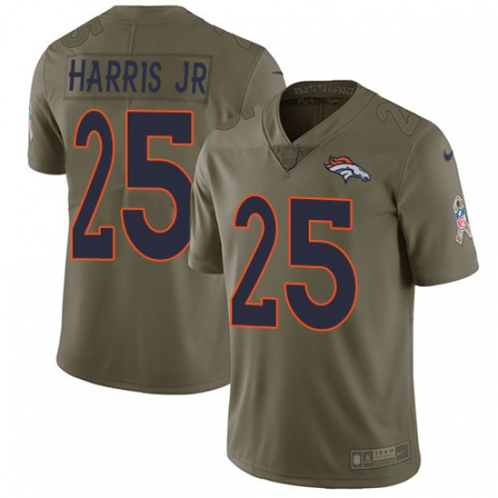 Men's Nike Denver Broncos #25 Chris Harris Jr Limited Olive 2017 Salute to Service NFL Jersey - Ujersey