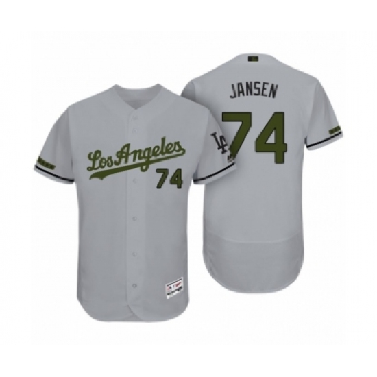 Men's Los Angeles Dodgers #74 Kenley Jansen Gray 2017 Memorial Day Collection Flex Base Jersey - Ujersey