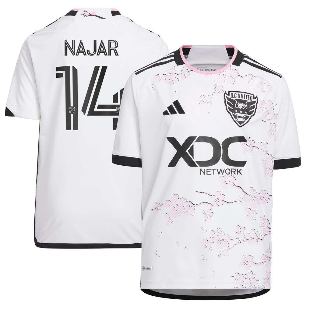 Youth D.C. United Andy Najar adidas White 2023 The Cherry Blossom Kit Replica Player Jersey - Ujersey
