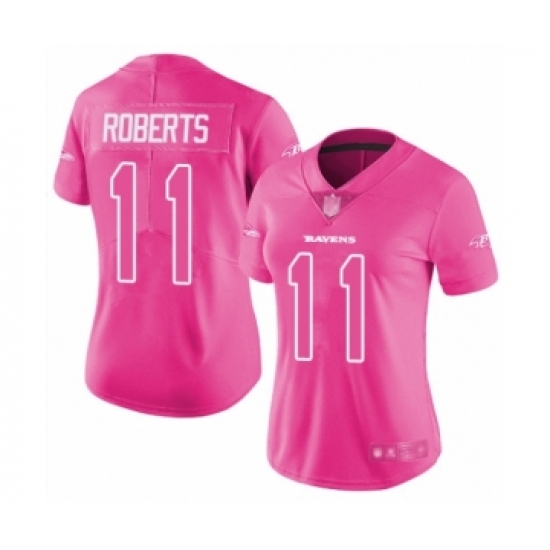 Women's Baltimore Ravens #11 Seth Roberts Limited Pink Rush Fashion Football Jersey - Ujersey