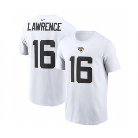 Men's Jacksonville Jaguars #16 Trevor Lawrence 2021 White Football Draft First Round Pick Player Name & Number Football T-Shirt - Ujersey