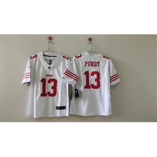 Women's San Francisco 49ers #13 Brock Purdy White Vapor Football Stitched Jersey(Run Small) - Ujersey