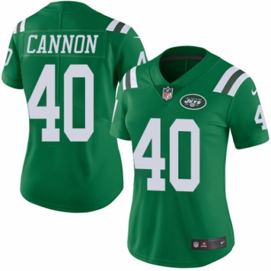 Women's Nike New York Jets #40 Trenton Cannon Limited Green Rush Vapor Untouchable NFL Jersey - Ujersey