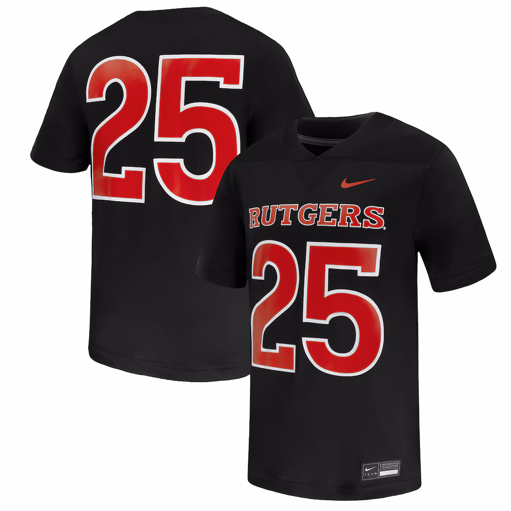 Men's Nike #25 Black Rutgers Scarlet Knights Untouchable Replica Game Jersey - SUjersey01