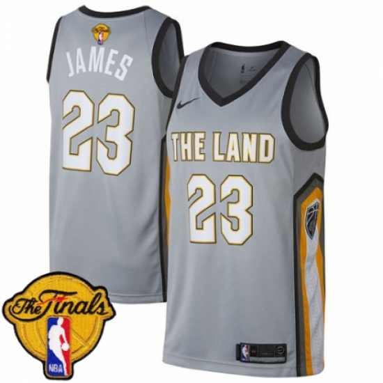 Men's Nike Cleveland Cavaliers #23 LeBron James Swingman Gray 2018 NBA Finals Bound NBA Jersey - City Edition - Ujersey