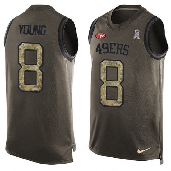 Men's Nike San Francisco 49ers #8 Steve Young Limited Green Salute to Service Tank Top NFL Jersey - Ujersey