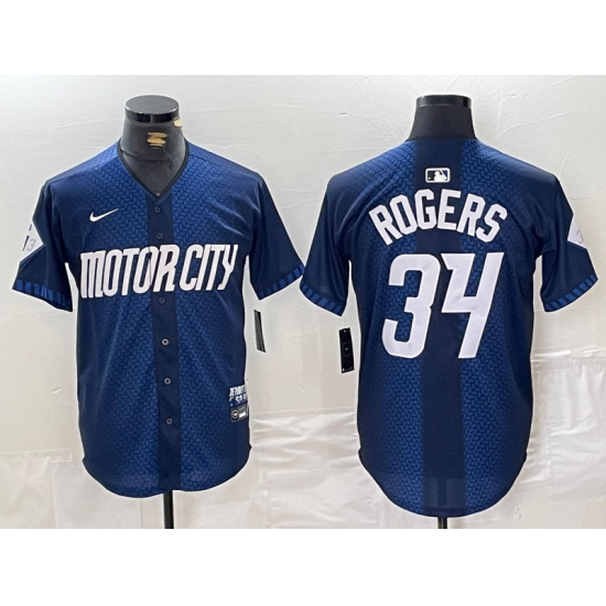 Men's Detroit Tigers #34 Jake Rogers 2024 Navy City Connect Cool Base Limited Stitched Jersey - Ujersey
