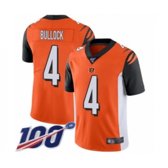 Men's Cincinnati Bengals #4 Randy Bullock Orange Alternate Vapor Untouchable Limited Player 100th Season Football Jersey - Ujersey