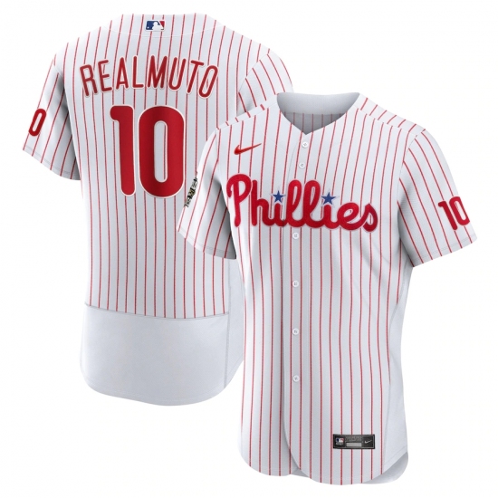 Men's Philadelphia Phillies #10 J.T. Realmuto Nike White 2022 World Series Home Authentic Player Jersey - Ujersey