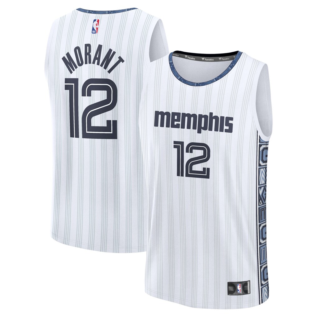 Men's Memphis Grizzlies Ja Morant Fanatics White 2025/26 City Edition Fast Break Jersey - Ujersey
