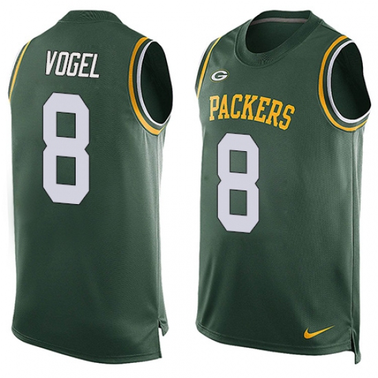 Men's Nike Green Bay Packers #8 Justin Vogel Limited Green Player Name & Number Tank Top NFL Jersey - Ujersey