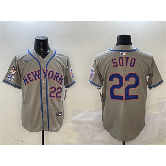 Men's New York Mets #22 Juan Soto Grey 2025 Spring Training Alternate Limited Stitched Baseball Jersey - Ujersey
