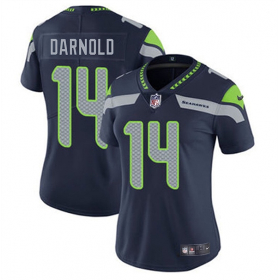 Women's Seattle Seahawks #14 Sam Darnold Navy 2025 Vapor Limited Football Stitched Jersey(Run Small) - Ujersey