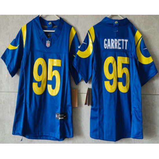 Women's Los Angeles Rams #95 Myles Garrett Limited Blue FUSE Vapor Jersey - Ujersey
