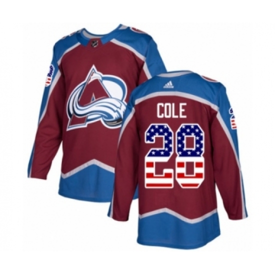 Youth Adidas Colorado Avalanche #28 Ian Cole Authentic Burgundy Red USA Flag Fashion NHL Jersey - Ujersey