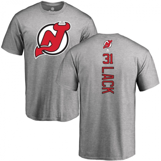 NHL Adidas New Jersey Devils #31 Eddie Lack Ash Backer T-Shirt - Ujersey