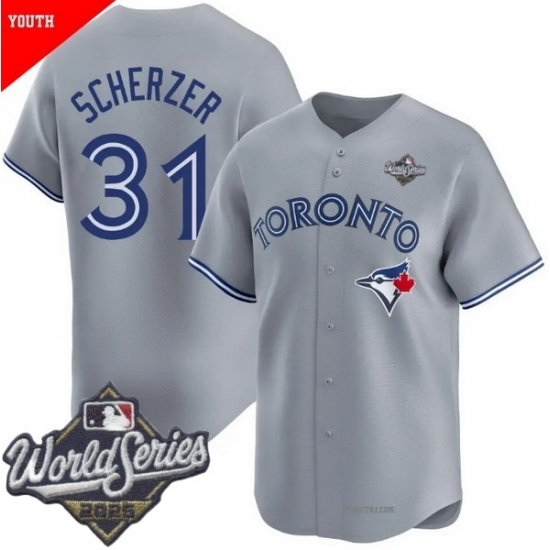 Men's Toronto Blue Jays 31 Max Scherzer Gray 2025 Home Cool Base Stitched Baseball Jersey - Ujersey