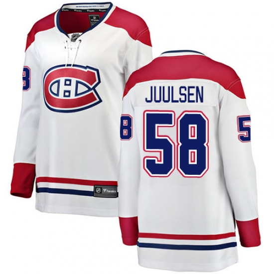 Women's Montreal Canadiens #58 Noah Juulsen Authentic White Away Fanatics Branded Breakaway NHL Jersey - Ujersey