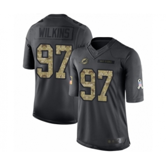 Youth Miami Dolphins #97 Christian Wilkins Limited Black 2016 Salute to Service Football Jersey - Ujersey