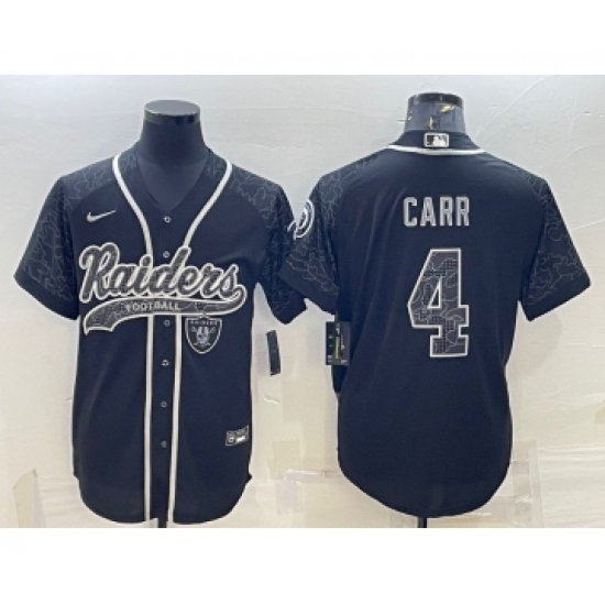 Men's Las Vegas Raiders #4 Derek Carr Black Reflective Limited Stitched Jersey - Ujersey