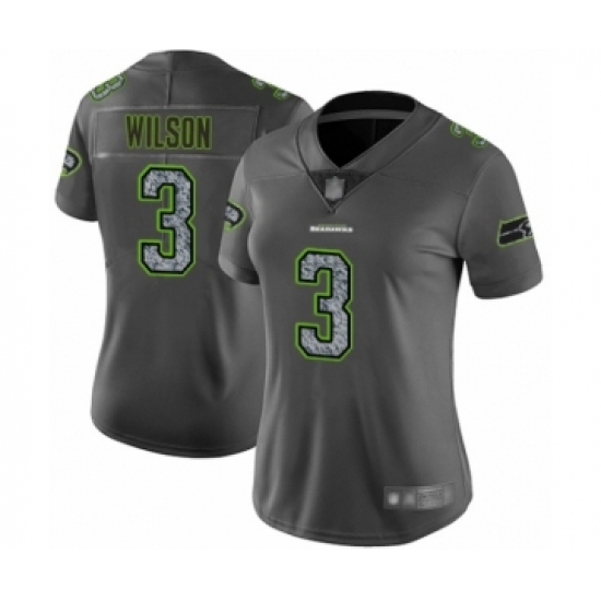 Women's Seattle Seahawks #3 Russell Wilson Limited Gray Static Fashion Football Jersey - Ujersey