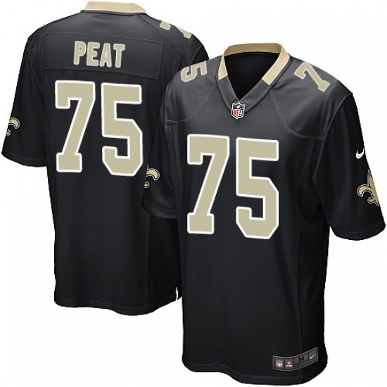 Men's Nike New Orleans Saints #75 Andrus Peat Game Black Team Color NFL Jersey - Ujersey