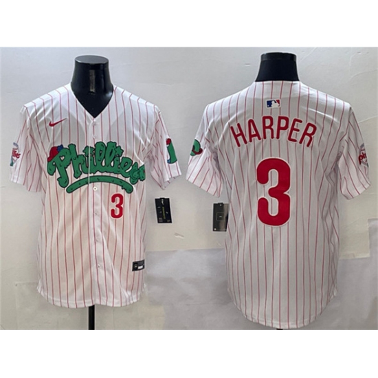 Men's Philadelphia Phillies #3 Bryce Harper White Phanatic Limited Stitched Jersey - ujerseystore
