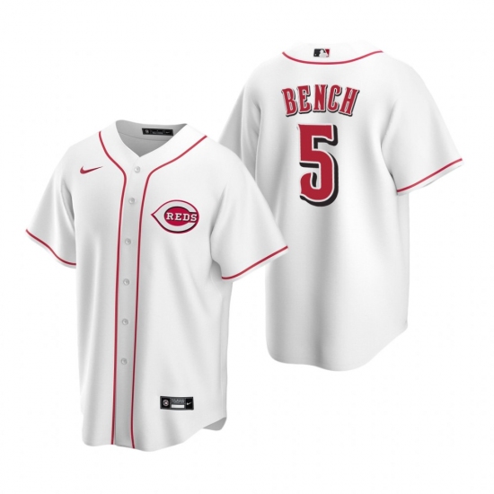 Men's Nike Cincinnati Reds #5 Johnny Bench White Home Stitched Baseball Jersey - Ujersey
