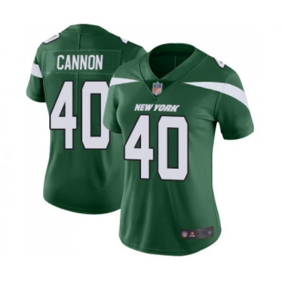 Women's New York Jets #40 Trenton Cannon Green Team Color Vapor Untouchable Limited Player Football Jersey - Ujersey