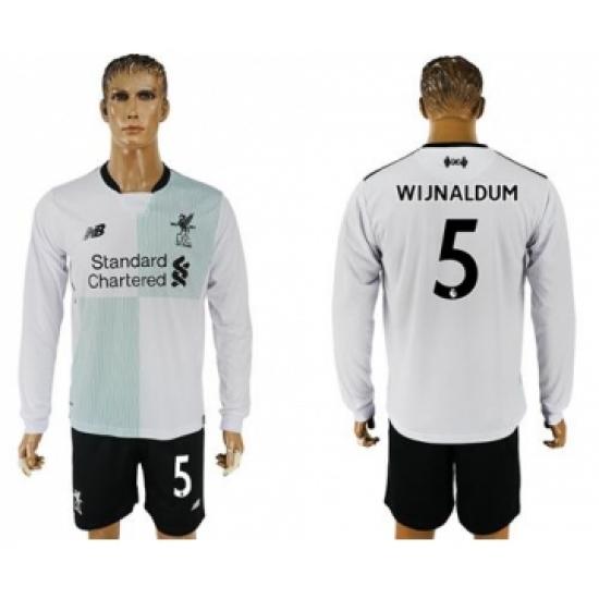 Liverpool #5 Wijnaldum Away Long Sleeves Soccer Club Jersey