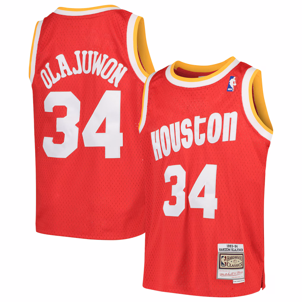Youth Houston Rockets Hakeem Olajuwon Mitchell & Ness Red 1996/97 Hardwood Classics Swingman Jersey