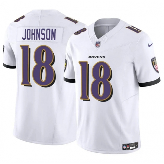 Men's Baltimore Ravens #18 Diontae Johnson White 2023 F.U.S.E Vapor Limited Football Jersey - Ujersey
