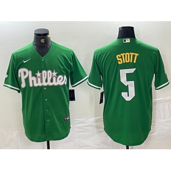 Men's Philadelphia Phillies #5 Bryson Stott Green 2024 City Connect Stitched Jersey - Ujersey