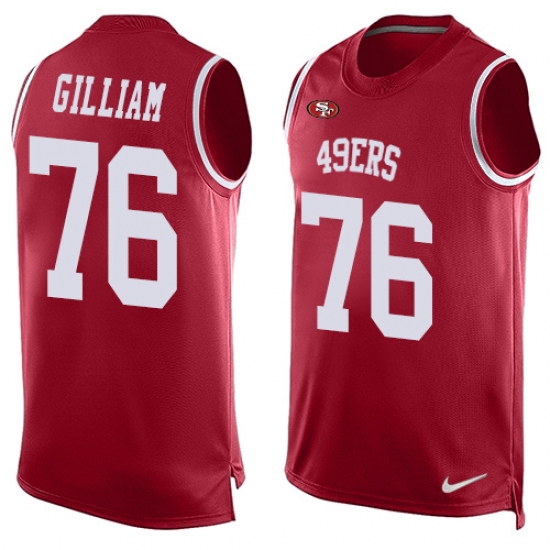 Men's Nike San Francisco 49ers #76 Garry Gilliam Limited Red Player Name & Number Tank Top NFL Jersey - Ujersey