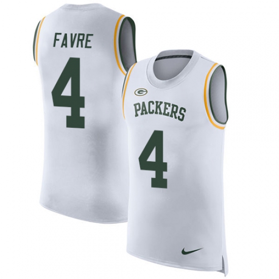 Men's Nike Green Bay Packers #4 Brett Favre Limited White Rush Player Name & Number Tank Top NFL Jersey - Ujersey