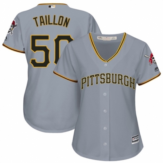 Women's Majestic Pittsburgh Pirates #50 Jameson Taillon Replica Grey Road Cool Base MLB Jersey - Ujersey