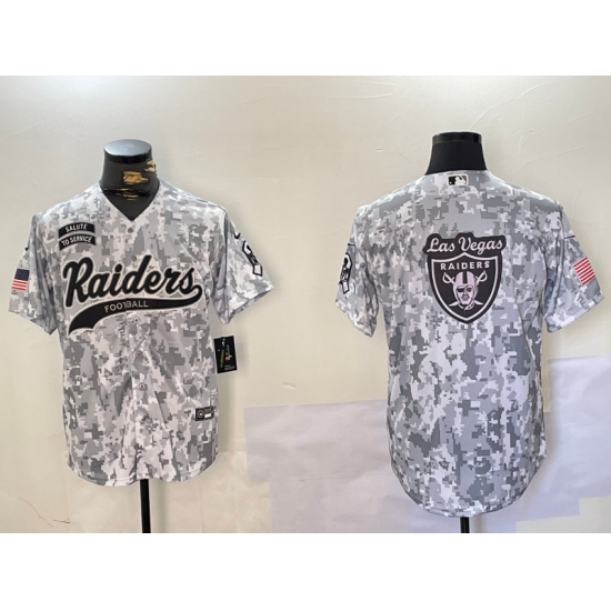 Men's Las Vegas Raiders Blank 2024 Arctic Camo Salute to Service Stitched Baseball Jerseys - Ujersey