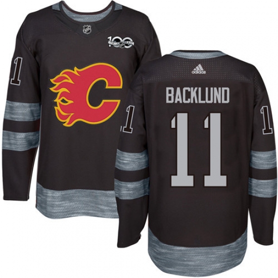 Men's Adidas Calgary Flames #11 Mikael Backlund Authentic Black 1917-2017 100th Anniversary NHL Jersey - Ujersey