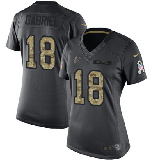 Women's Nike Atlanta Falcons #18 Taylor Gabriel Limited Black 2016 Salute to Service NFL Jersey - Ujersey