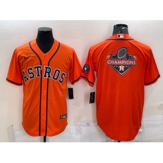 Men's Houston Astros Orange Champions Big Logo With Patch Stitched MLB Cool Base Nike Jersey - Ujersey