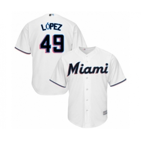 Youth Miami Marlins #49 Pablo Lopez Authentic White Home Cool Base Baseball Player Jersey - Ujersey