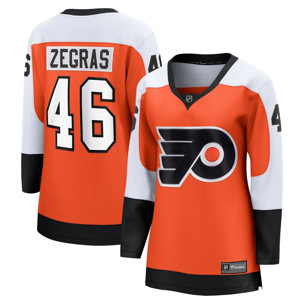 Women's Philadelphia Flyers Trevor Zegras Fanatics Orange Home Breakaway Jersey