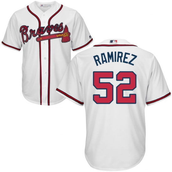 Men's Majestic Atlanta Braves #52 Jose Ramirez Replica White Home Cool Base MLB Jersey - Ujersey