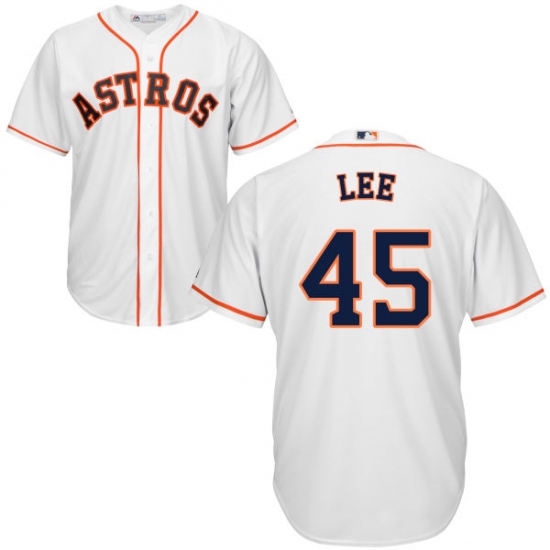 Youth Majestic Houston Astros #45 Carlos Lee Authentic White Home Cool Base MLB Jersey - Ujersey