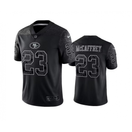 Men's San Francisco 49ers #23 Christian McCaffrey Black Reflective Limited Stitched Football Jersey - Ujersey