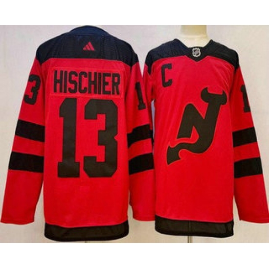 Men's New Jersey Devils #13 Nico Hischier Red 2024 Stadium Series Authentic Jersey - Ujersey