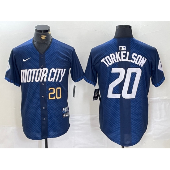 Mens Detroit Tigers #20 Spencer Torkelson Number 2024 Navy City Connect Cool Base Limited Stitched Jersey - Ujersey
