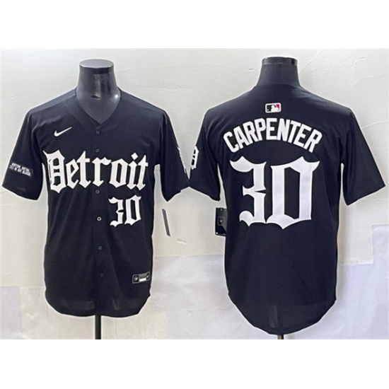 Men's Detroit Tigers #30 Kerry Carpenter Black 'Motor Gothic Edition' Vapor Premier Limited Stitched Baseball Jersey